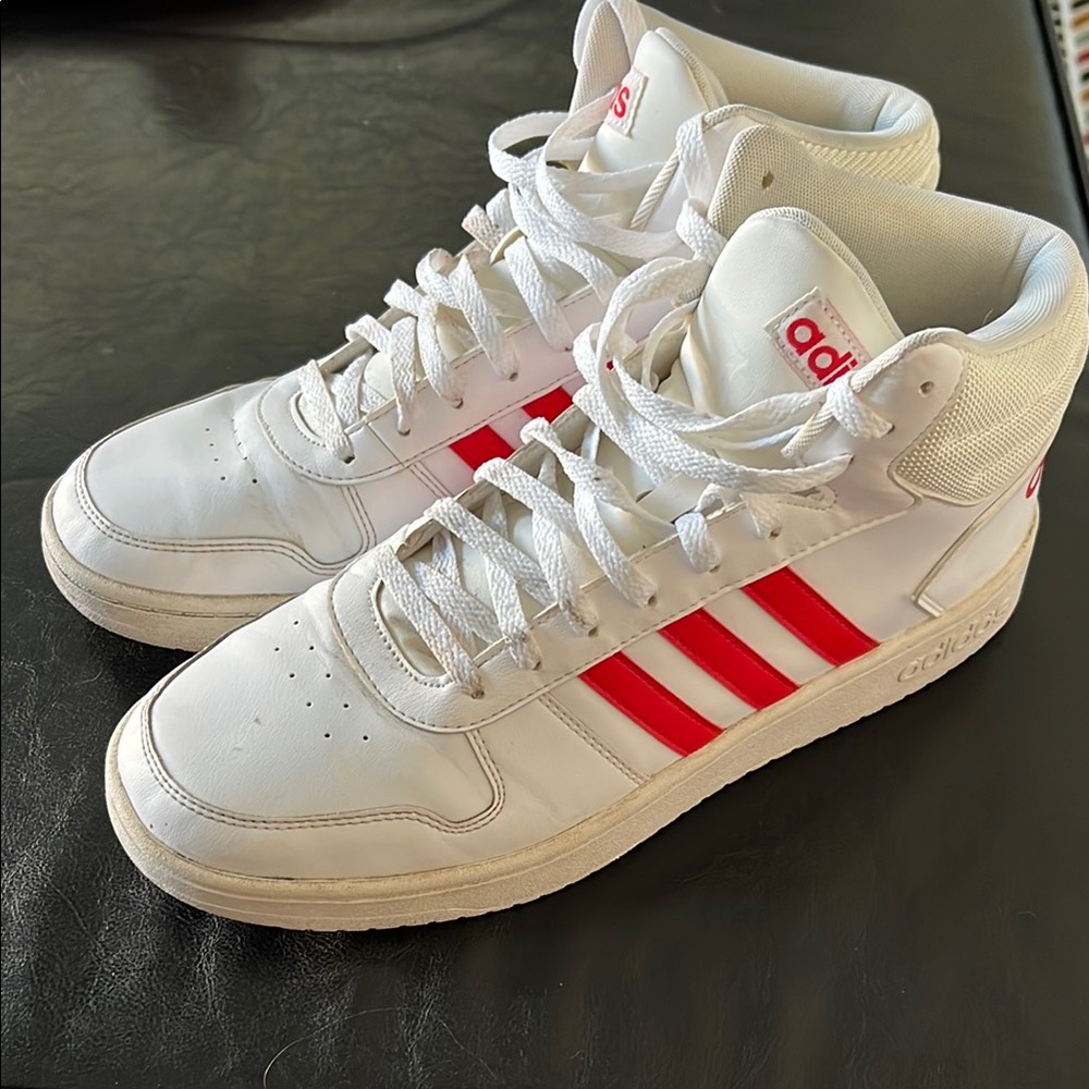 Throwback Adidas White and Red High-Top Sneakers